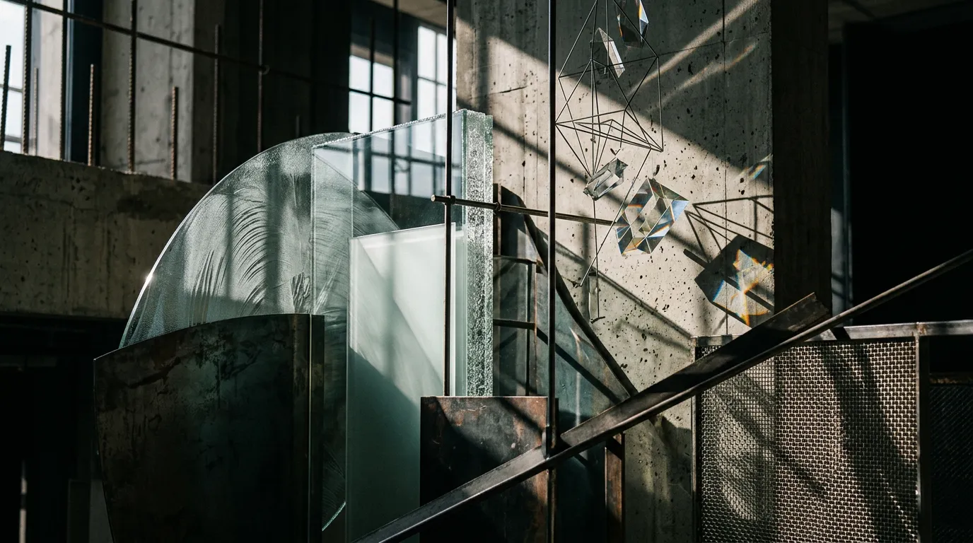 Abstract photographic composition with mixed visual elements, experimental light and shadow interplay, artistic photography hybrid style